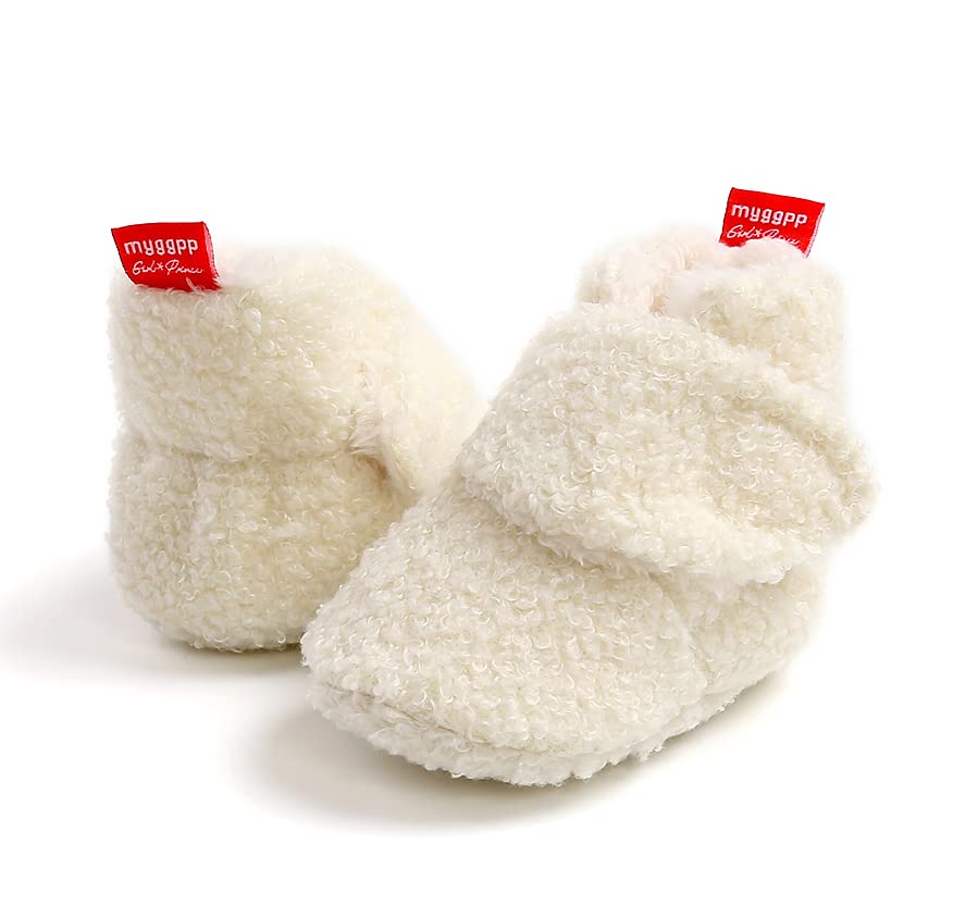 Sehfupoye Toddler Baby Boys Girls Cotton Booties Shoes Striped Soft Sole Newborn First Hiking Shoes Warm Fleece Boots 0-18M