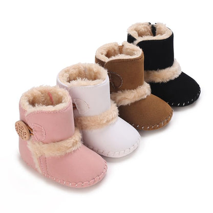 Baby Winter Warm Snow Boots Newborn Baby Girls Boys Soft Sole Buttons Fleece Boots Infant Toddler First Walker Shoes
