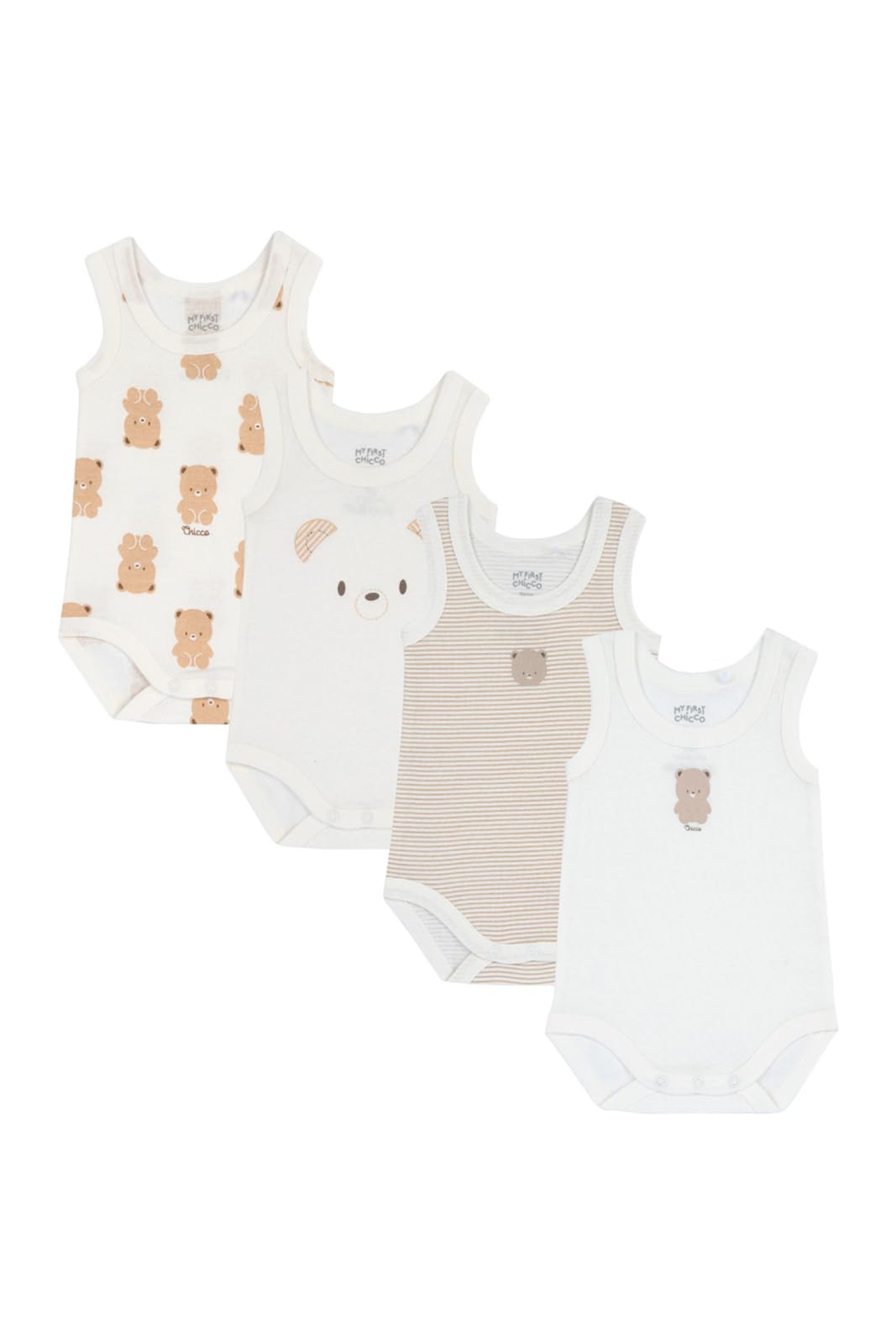 Chicco Unisex Baby Set Ärmellos Bodys aus Baumwolle Body (4er Pack)