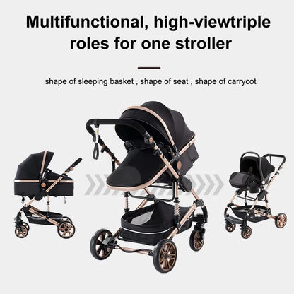 YAZOCO Kinderwagen 3 in 1 Buggy Babybett Komplett Set mit einem Klick Zusammenklappbarer Kinderwagen, KombiKinderwagen Aluminiumrahmen für Neugeborene Sitzzubehör - Meloni2