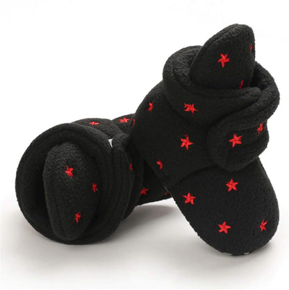 EDOTON Unisex-Baby Neugeborenes Fleece Booties, Baby Jungen Mädchen Weiche Sohlen Streifen Bootie Kleinkind Stiefel Niedlich Stiefel Socke Einstellbar