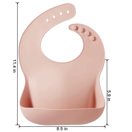 PandaEar 3-Pack Silicone Baby Bibs | Waterproof Bib with Catcher | Adjustable Washable Baby Bibs with Large Food Pocket, BPA-Free 