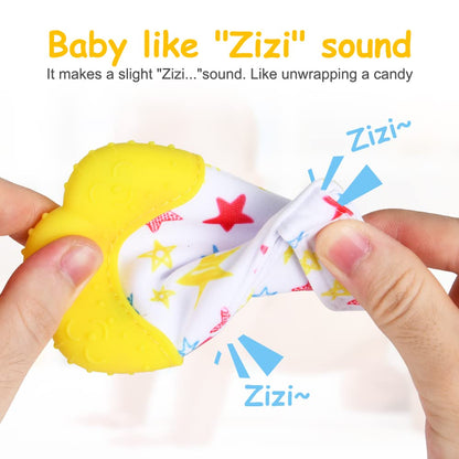 Vicloon Baby Beißhandschuhe mit Beißring Spielzeug, Weicher Beissring Baby,BPA Frei,Beruhigen Sie wundes Zahnfleisch,Handschuhe Beißring Spielzeug für 0-6 Monate Baby-Blau