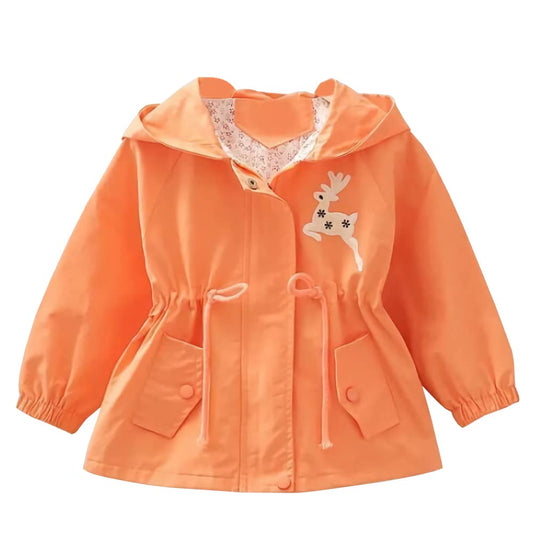 Amur Leopard Kids Girls Transition Jacket Windproof Coat Outdoor Windbreaker with Hood for Spring and Autumn 