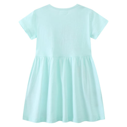 Dinopjs Kleider für Kleines Mädchen Kurzarm Kleid Cartoon-Stil Regenbogen Ozean Prinzessinnenkleid Dino Giraffe Osterhase Meerjungfrau Kinder Prinzessin Kostüm Tägliche Sommer Rock Ferienkleider