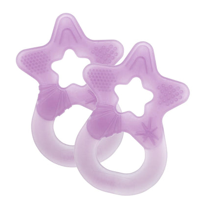 Dentistar Beißring 2er-Set – Teether für Babys & Kleinkinder ab 3 Monate – Baby Beißring mit Griff aus weichem Material zur Zahnungshilfe & Massage – Made in Germany – Pink & Lila