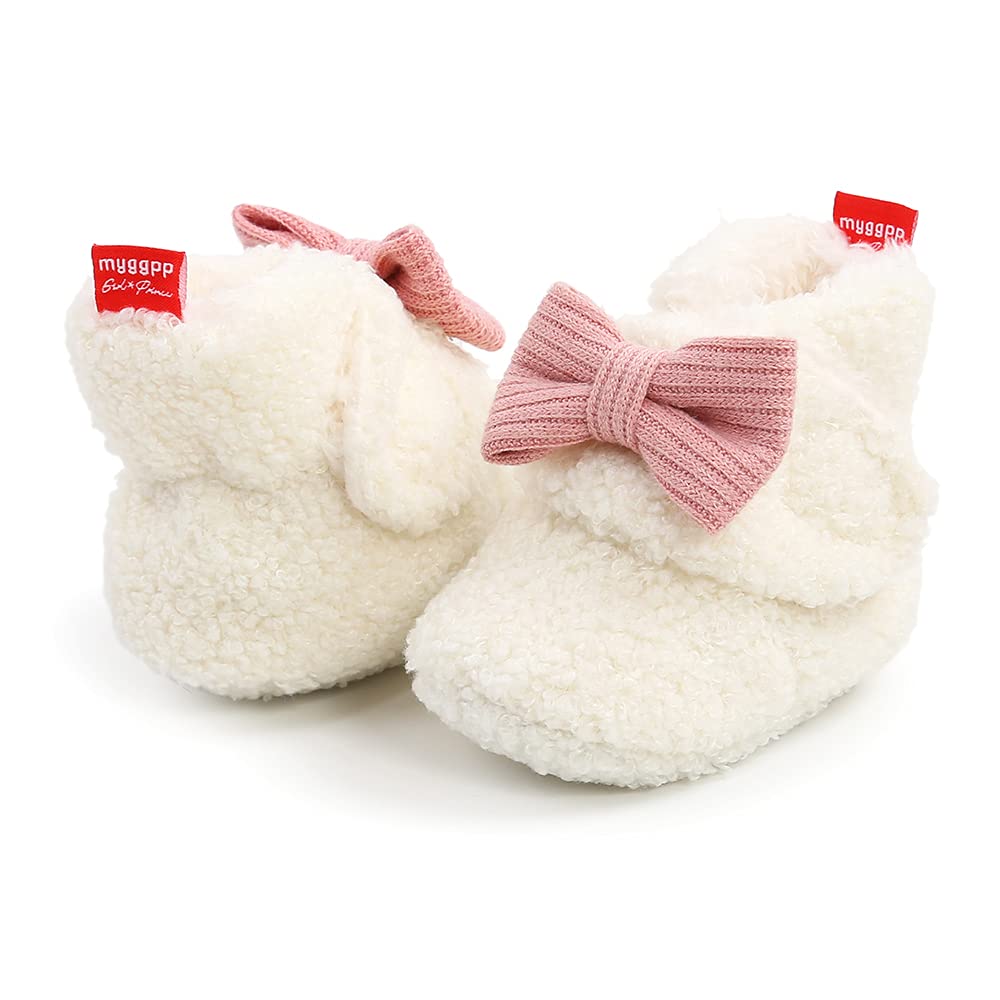 Sehfupoye Toddler Baby Boys Girls Cotton Booties Shoes Striped Soft Sole Newborn First Hiking Shoes Warm Fleece Boots 0-18M