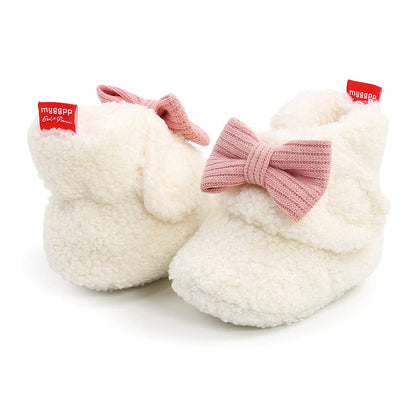 Sehfupoye Toddler Baby Boys Girls Cotton Booties Shoes Striped Soft Sole Newborn First Hiking Shoes Warm Fleece Boots 0-18M