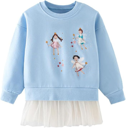 LitBud Mädchen Sweatshirts Einhorn Pullover für Kleinkind Kleidung Top Langarm Jumper Rundhals T Shirt Herbst Winter für Kinder Größe 1-7 Jahre