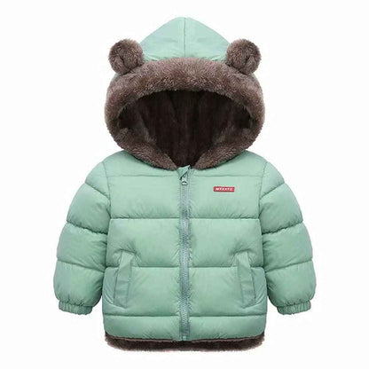Natashas Baby Children's Winter Jacket Coat with Hood Jacket Warm Baby Cute Plush Bear Ears Boys Girls Cotton Jacket