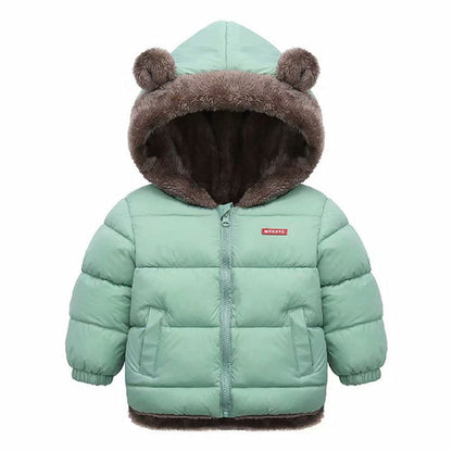Natashas Baby Children's Winter Jacket Coat with Hood Jacket Warm Baby Cute Plush Bear Ears Boys Girls Cotton Jacket