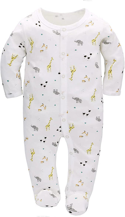 Amo nenes Schlafstrampler Baby Jungen Overall 3er Pack Unisex Pyjamas Baumwolle Strampler Jumpsuits Langarm Spieler Babykleidung mit 0-7 Monate
