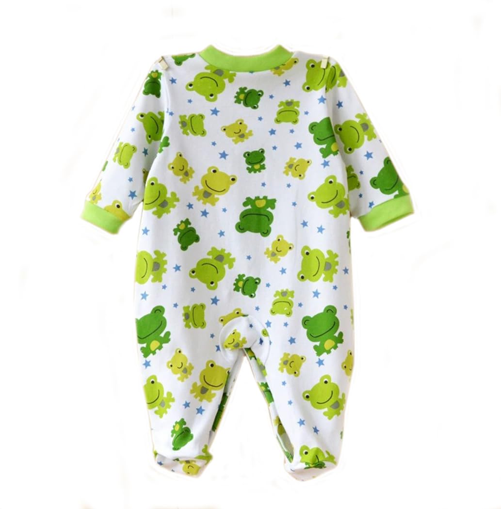 KIDDLETOWN Baby Pyjamas Newborn Baby Girls 0-3 Months Organic Cotton Long Sleeve Popper Frog Cartoon
