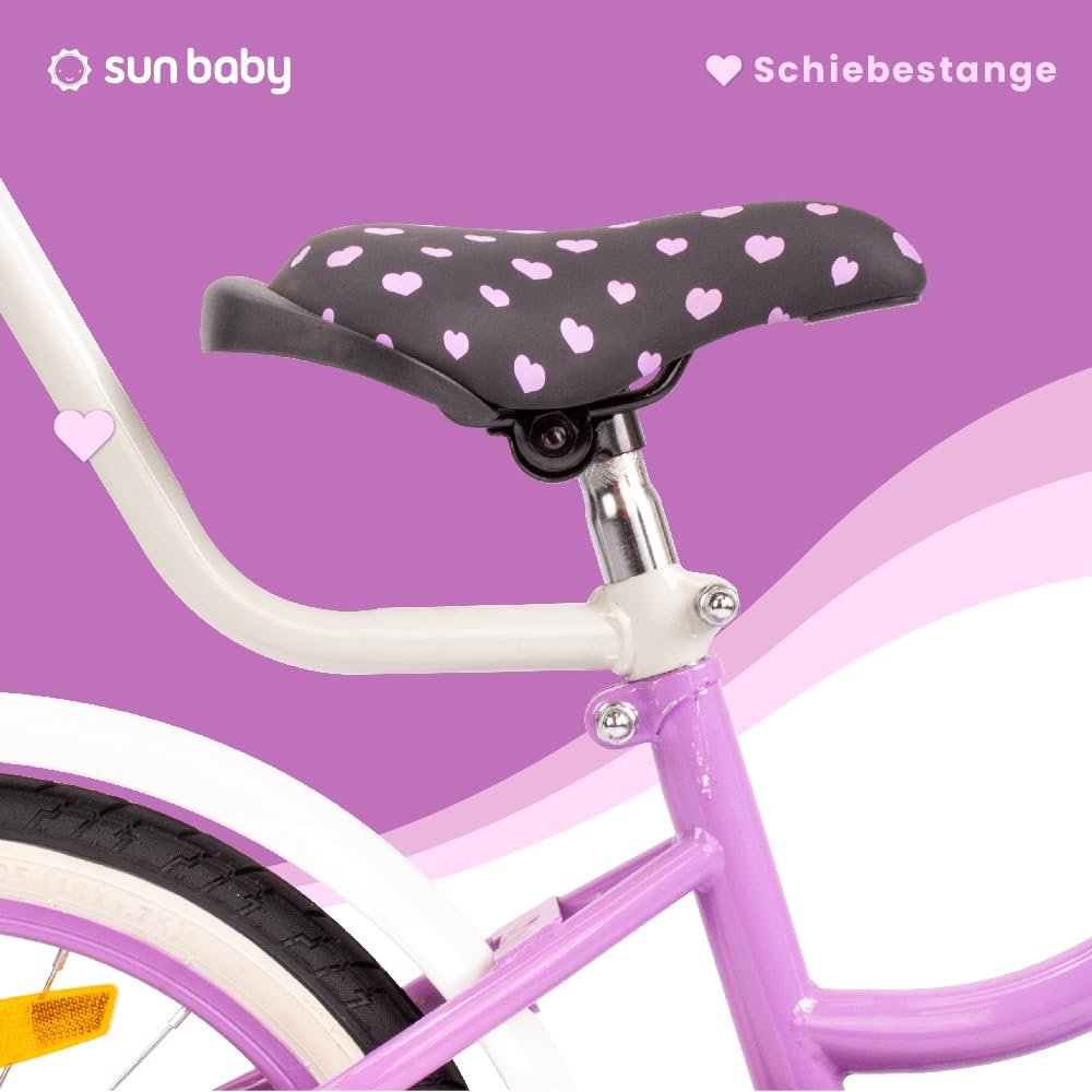 sun baby Mädchenfahrrad 12, 14 und 16 Zoll Radgröße Heart Bike zur Auswahl, mit Abnehmbarer Schubstange, Kinderfahrrad für Mädchen von 2 bis 6 Jahre