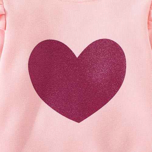 Balkorith Girls' Heart Pullover Cotton Children's Valentine's Day Sweatshirt Crew Neck Long Sleeve Winter Clothing Tops 2-7 Years