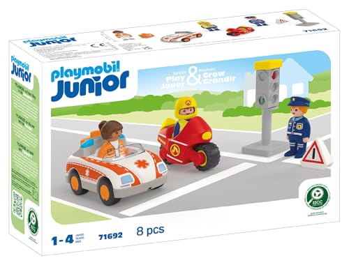 PLAYMOBIL Junior Heroes of Everyday Life Sustainable Toy for Children from 1 Year Including Doctor, Firefighter and Policeman, 71692