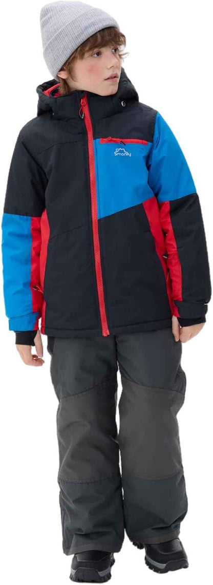 SMONTY Children's Snowsuit for Boys, Winter Ski Jacket and Trousers Set with Hood Strap, Windproof, Waterproof, Warm Coat
