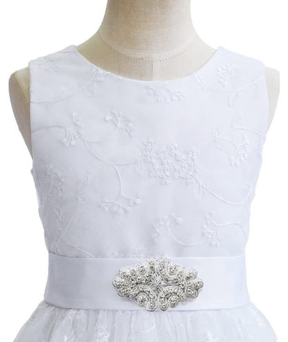 TYHTYM Blumenmädchen Kleid, Festzug, Hochzeit, Spitzenkleid, Abschlussballkleid, Mädchen, Partykleid, Flattern Ärmel, Weiß