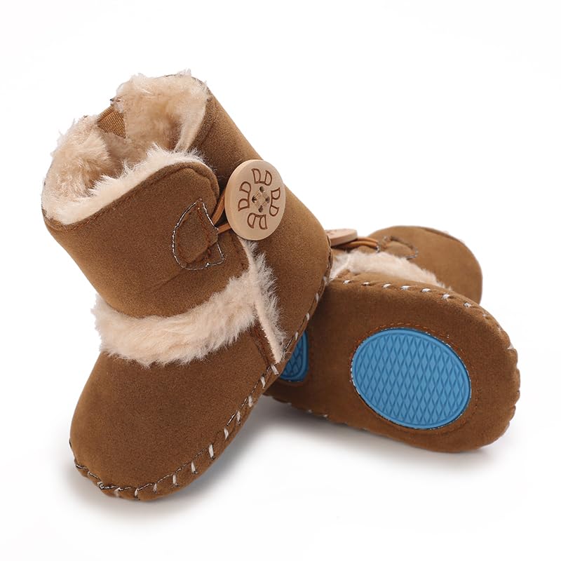 Baby Winter Warm Snow Boots Newborn Baby Girls Boys Soft Sole Buttons Fleece Boots Infant Toddler First Walker Shoes