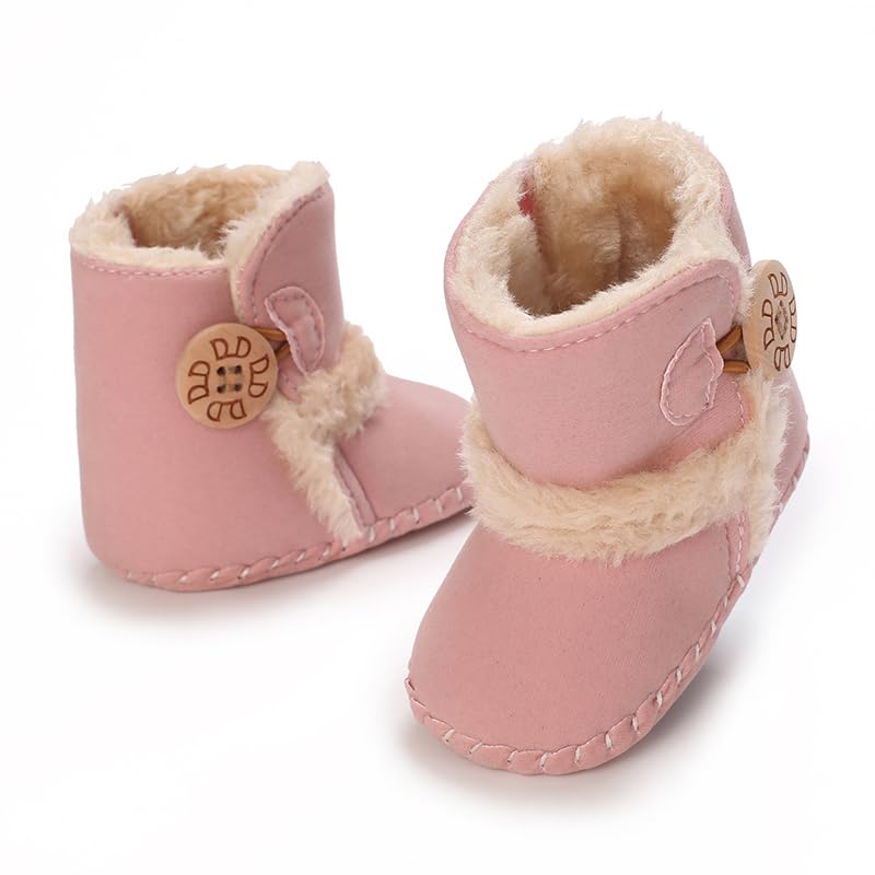 Baby Winter Warm Snow Boots Newborn Baby Girls Boys Soft Sole Buttons Fleece Boots Infant Toddler First Walker Shoes
