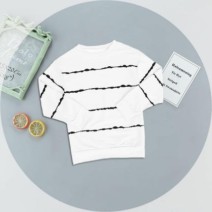 Haloumoning Sweatshirt Mädchen Streifen Rundhalsausschnitt Kinder Pullover Casual Langarm Tops