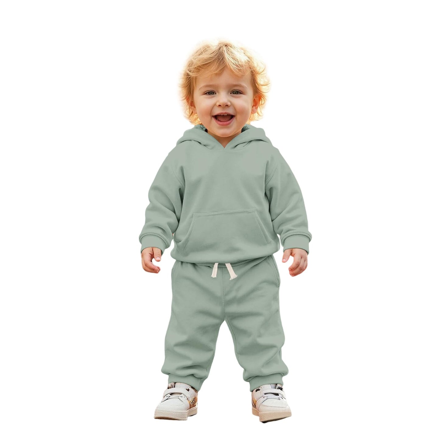 BOUTIKOME Baby Clothing Boys Girls Outfits Newborn Baby Clothing Hoodie and Trousers Two Piece Set with Hood Warm Soft Long Sleeve Shirt Plain Children's Hoodie 