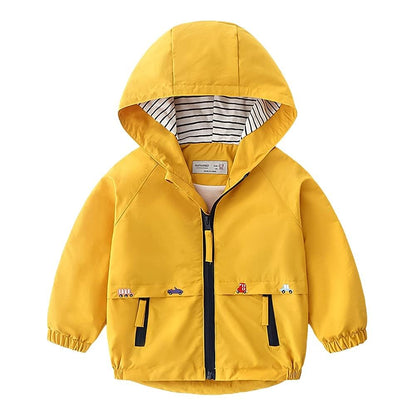 Volunboy Baby Hooded Jackets, Boys Long Sleeve Windproof Coat Cartoon Print Jackets
