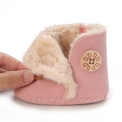 Baby Winter Warm Snow Boots Newborn Baby Girls Boys Soft Sole Buttons Fleece Boots Infant Toddler First Walker Shoes