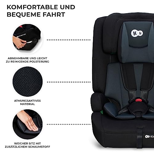 Kinderkraft SAFETY FIX 2 I-SIZE 76-150 cm Kindersitz 9-36 kg, Kinderautositze mit isofix, Einstellung der Kopfstütze, spezielle Sicherheitssysteme, 5 punkt gurte, Einsatz im set, Schwarz