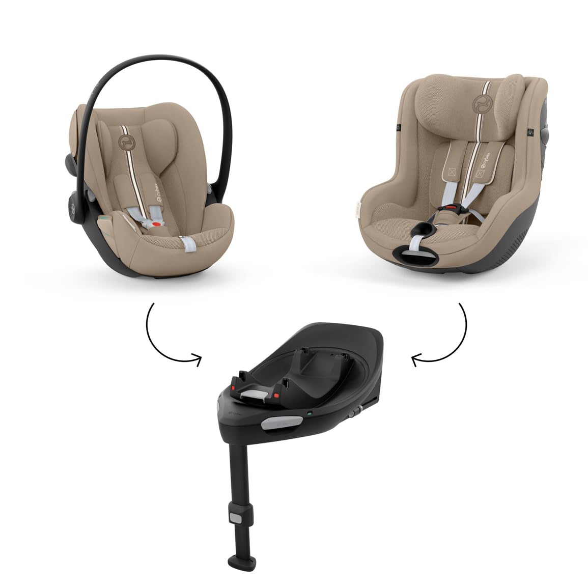 CYBEX Gold Babyschale Cloud G i-Size Comfort, Inkl. Neugeboreneneinlage, Ab Geburt bis ca. 24 Monate, Für Kinder ab 40 cm bis 87 cm, Max. 13 kg, Moon Black - Meloni2