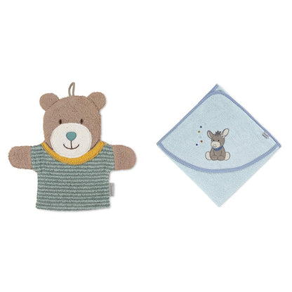 Sterntaler Spiel-Waschhandschuh Bär Ben, Größe: 22 x 24 cm, Mittelgrün