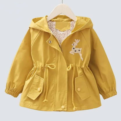 Amur Leopard Kids Girls Transition Jacket Windproof Coat Outdoor Windbreaker with Hood for Spring and Autumn 