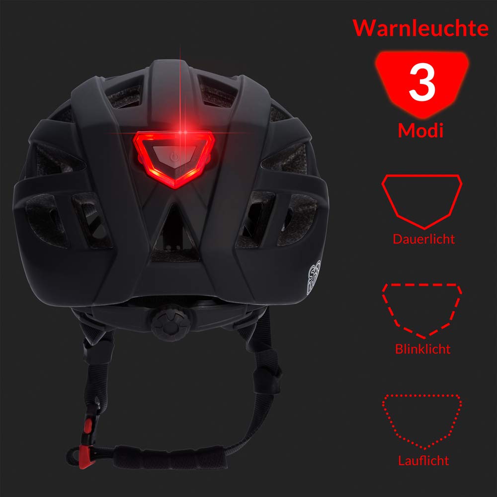 Spielwerk® Fahrradhelm Kinder LED Verstellbar S-M 50-57cm Kinngurt Helm ab 2 Jahren Jungen & Mädchen BMX Mountainbike Skateboard Schutzhelm