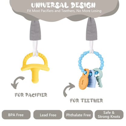 Vicloon Schnullerkette Baumwolle,3 Stück Schnullerkette Baby for Mädchen und Jungs,Baby Schnullerkette Clip Geschenk zum Baby -Bär