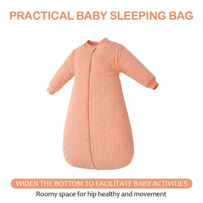 amo nenes Baby Sleeping Bag 2.5 TOG, Baby Autumn Winter Long Sleeve Sleeping Bag, 100% Cotton, Removable Sleeves, Length 72 cm, 0-6 Months (Blue)