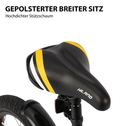 Hiland 12/14/16/20 Zoll Kinderfahrrad, Jungen Fahrrad für 3-10 Jahre, mit Stützrädern, Kinderfahrrad mit Handbremse und Rücktrittbremse, Schwarz/Grün/Blau/Orange