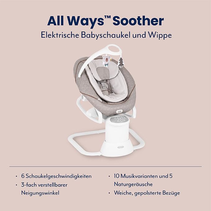 Graco All Ways™ Soother 2-in-1, elektirsche Babyschaukel und tragbare Wippe, ab Geburt bis ca. 9 Monate (9 kg), mit Vibration und einstellbarer Schwunggeschwindigkeit, Little Adventures