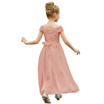 PLWEDDING Chiffon A-Line Flower Girl Dress First Communion Dresses Kids Birthday Wedding Party Dresses 