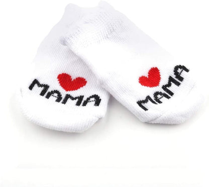 Distinct® Baby Baumwollsocken Süße Socken Ich liebe Mama + Ich liebe PaPa Neugeborenes Kleinkind Baby Sock Jungen Mädchen Cotton kleine Söckchen Geschenk (2 Paar)