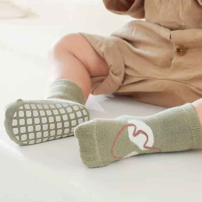 Pack of 5 Baby Toddler ABS Non-Slip Socks, Trainer Socks, Animal Motifs, Cotton