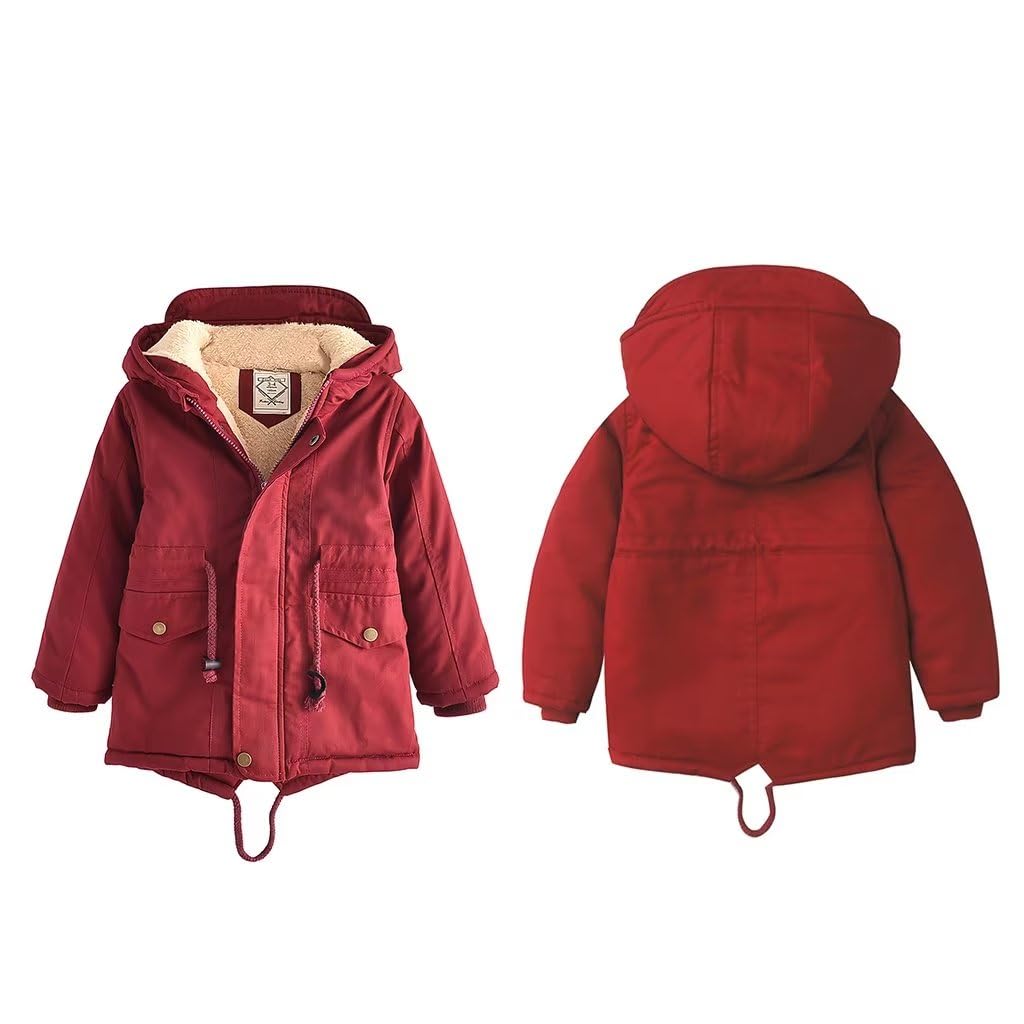 linboo Children's Winter Jacket Boys Girls Warm Lined Blouson Hoodie Thick Coat Parka Baby Winter Coats