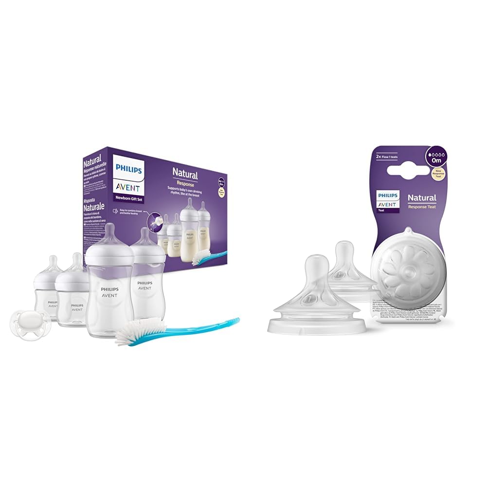 Philips Avent Babyflaschen Natural Response, Geschenkset für Neugeborene – Babys von 0–12 Monaten und älter (Modell SCD838/13) - Meloni2