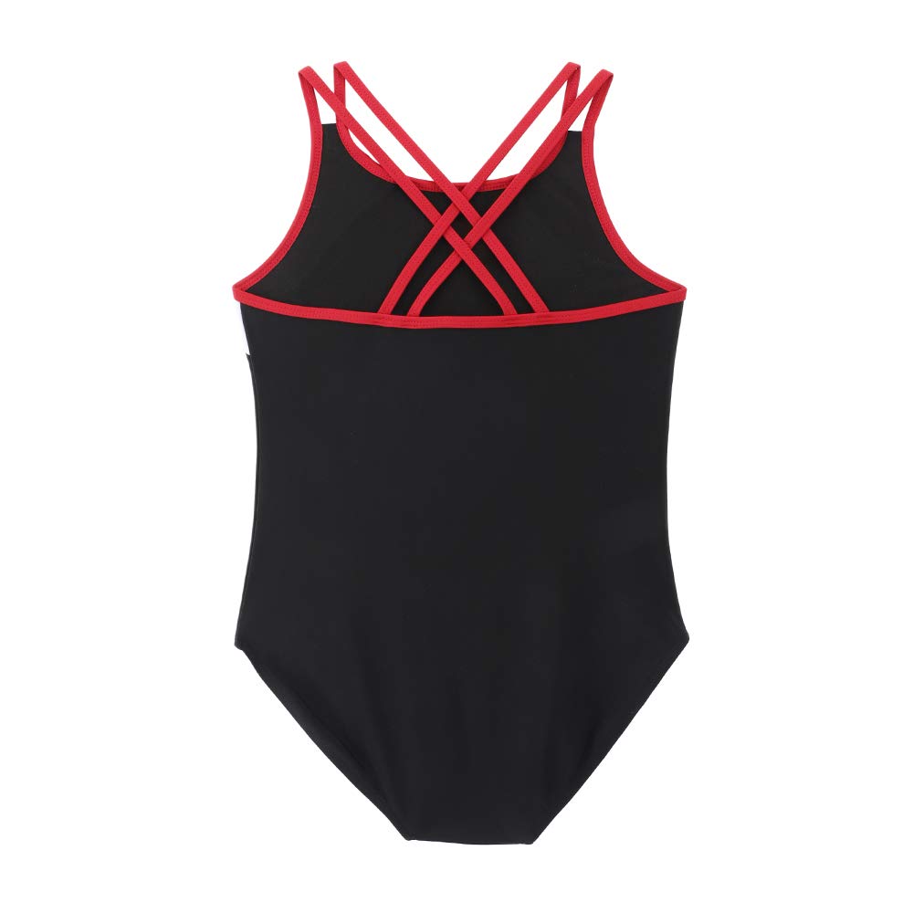 TIZAX Girls' One Piece Swimsuit Back Cross Multi Straps Kids Swimwear UPF 50+ Quick Drying Beach Bikini Swimwear