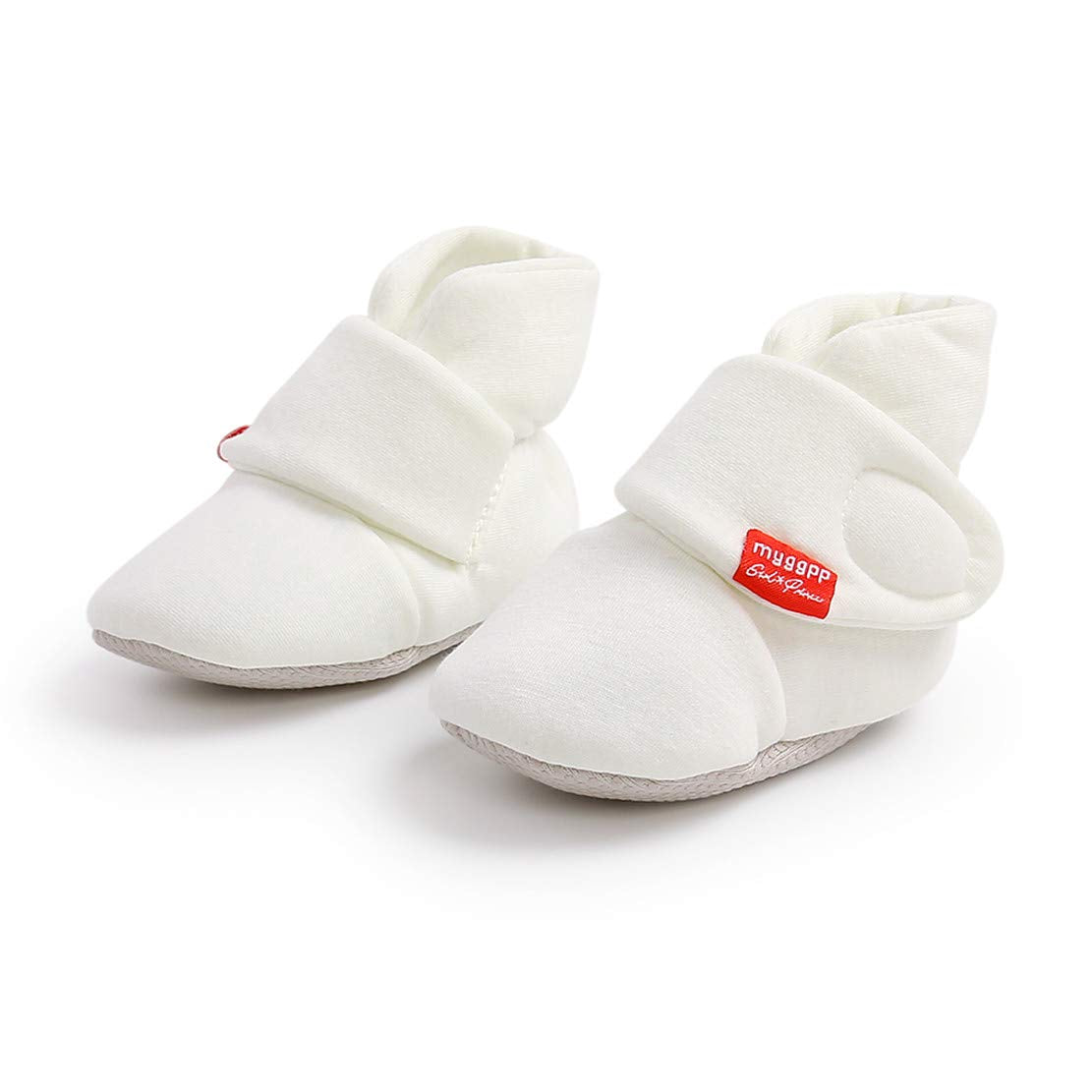 Edoton Infant Boys Girls Warm Slippers Winter White Cute Soft Cotton Unisex Non-Slip Baby Shoes for Christmas First Birthday Gift.
