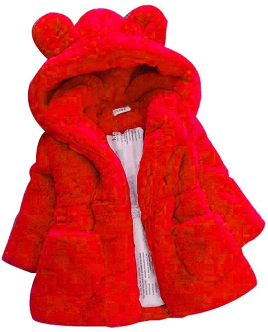 Angel ZYJ Girls' Fur Coat Winter Jacket Faux Fur Jacket Baby Girls Autumn Winter Coat Warm Jacket with Hood Wool Coat Hooded Jacket