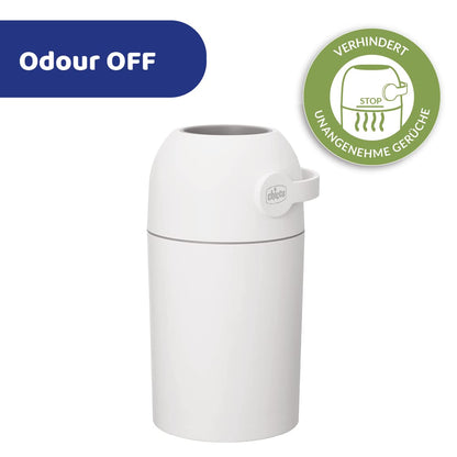 Chicco Windeleimer Odour Off, geruchsdichtes System, platzsparender Baby Windeleimer mit Deckel, einfach zu benutzen und zu reinigen, Ohne Nachfüllkassetten, funktioniert mit herkömmlichen Tüten