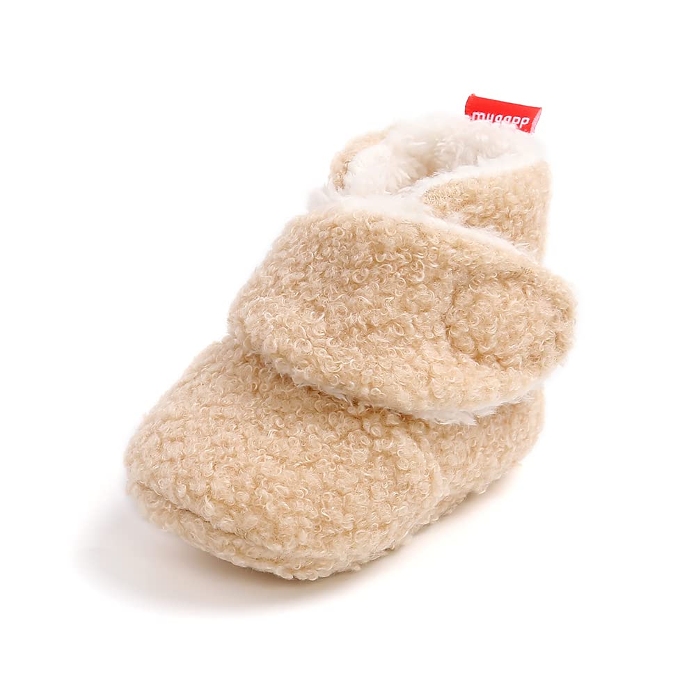 Sehfupoye Toddler Baby Boys Girls Cotton Booties Shoes Striped Soft Sole Newborn First Hiking Shoes Warm Fleece Boots 0-18M