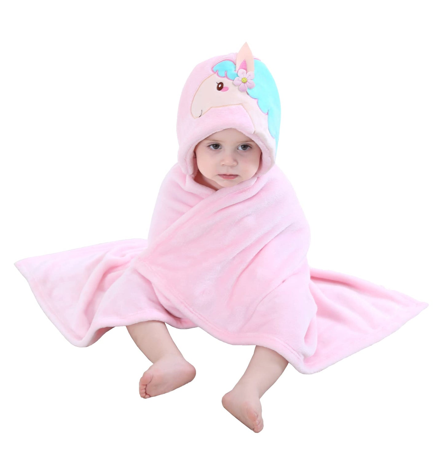 Doladola Baby Decke Babys Tier Design，Flanell Kinder Decke Kapuzenhandtuch für Mädchen und Jungen，Baby Kapuze Badeponcho Kinder Warm（gelbe Ente）