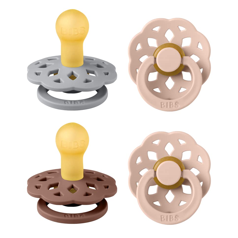BIBS Boheme Schnuller 4er-Pack. BPA-frei, Kirschform Nippel. Naturkautschuk/Latex, Hergestellt in Dänemark. Größe 1/2, (0-6 Monate/6-18 Monate), (4er Pack), Vanilla Mix - Meloni2