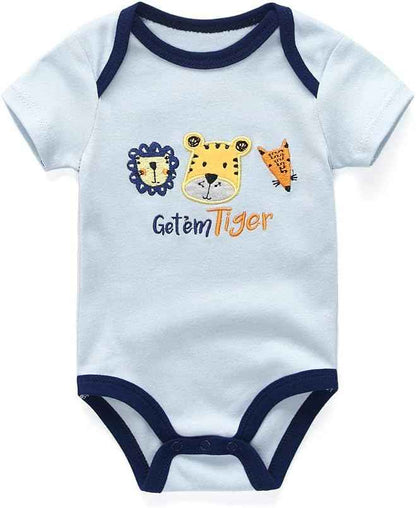 Kiddiezoom Baby Boys Pack of 3 Short-Sleeved Bodysuit Organic Onesies